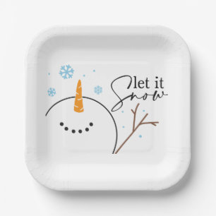 Let It Snow Snowman Paper Plate