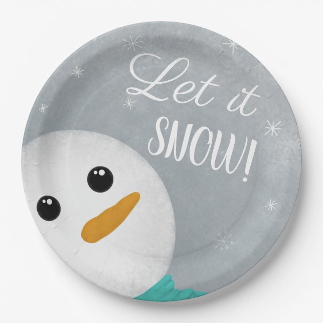 Let It Snow Snowman Paper Plates (Front)