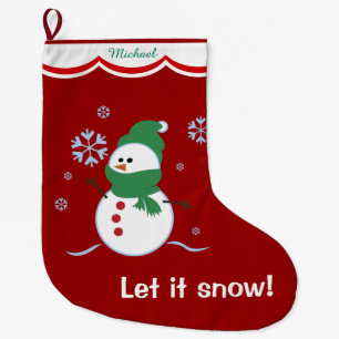 Let it Snow Snowman Personalized Large Christmas Stocking
