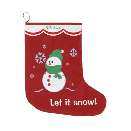 Let it Snow Snowman Personalized Large Christmas Stocking