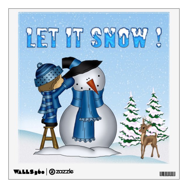 Let It Snow Snowman Square Wall Decal (Front)