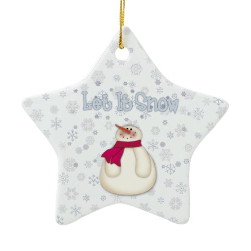 Let It Snow Snowman Star Ornament