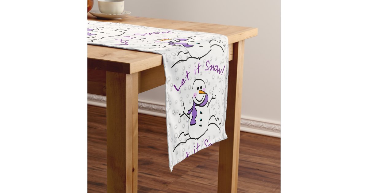 Let It Snow Snowman Table Runner Zazzle Com