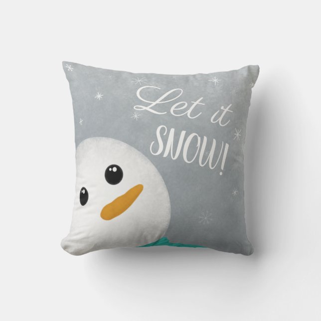 Let It Snow Snowman Throw Pillow (Front)