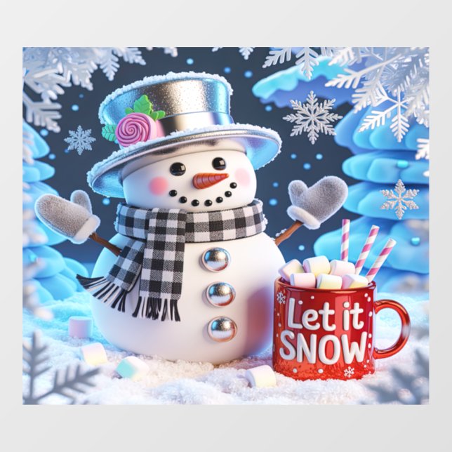 Let It Snow Snowman Window Cling (Sheet)