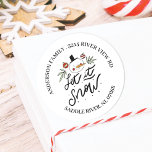 Let it Snow Snowman Winter Address Label Sticker<br><div class="desc">Cute snowman let it snow winter holiday round address label sticker.</div>