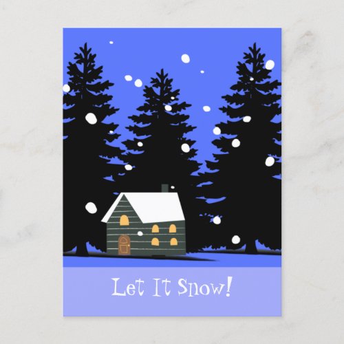 Let It Snow Snowy Winter Landscape Original Art Holiday Postcard