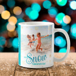 Let It Snow Somewhere Else Funny Beach Photo Name Coffee Mug<br><div class="desc">“Let it snow (somewhere else).” A fun, humorous quote with playful, whimsical turquoise typography, faux gold foil snowflakes, and your personal name/vacation destination/year overlay the photo of your choice. Usher in the Christmas and Hanukkah holiday season, as well remember the good times, whenever you relax with your favorite beverage with...</div>