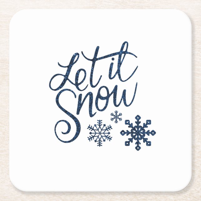 Let It Snow Square Paper Coaster (Front)