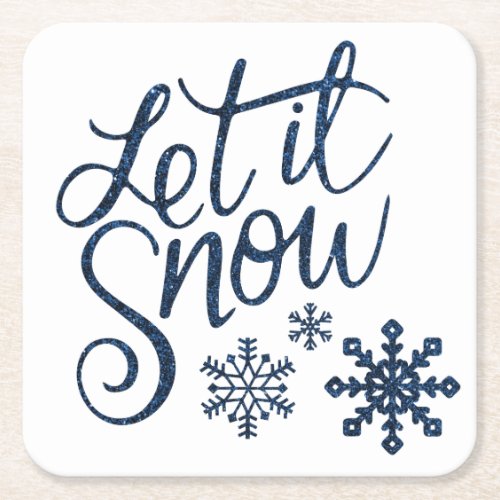 Let it Snow Square Paper Coaster