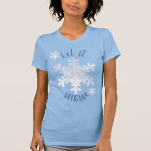Let it snow Text Cute snowflakes on blue T-Shirt