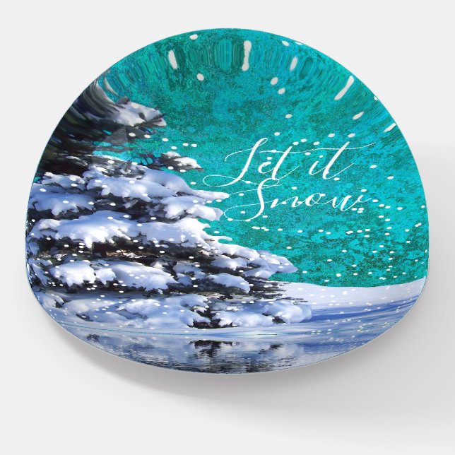 Let it snow throw pillow winter snow elegant paperweight (Angled)
