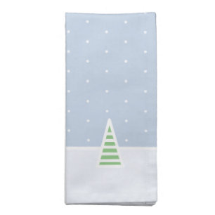 Let It Snow Tiny Winter Tree Ice Blue Polka Dots Cloth Napkin