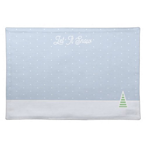 Let It Snow Tiny Winter Tree Ice Blue Polka Dots Cloth Placemat