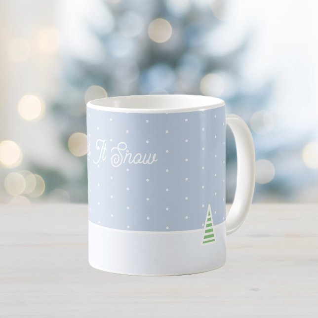 Let It Snow Tiny Winter Tree Ice Blue Polka Dots Coffee Mug (Creator Uploaded)
