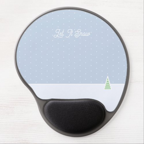 Let It Snow Tiny Winter Tree Ice Blue Polka Dots Gel Mouse Pad
