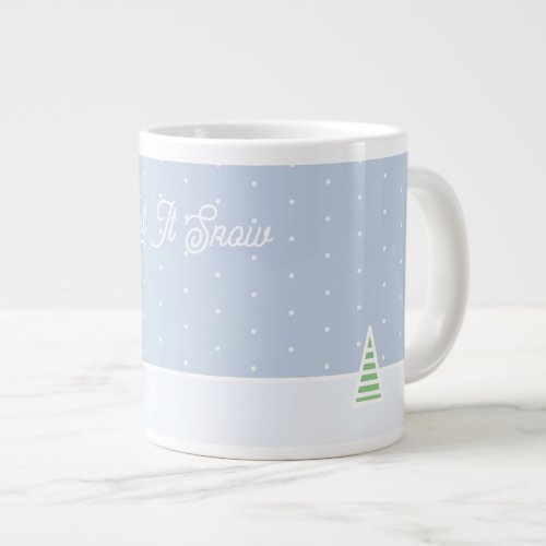 Let It Snow Tiny Winter Tree Ice Blue Polka Dots Giant Coffee Mug