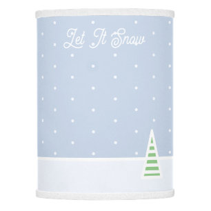 Let It Snow Tiny Winter Tree Ice Blue Polka Dots Lamp Shade