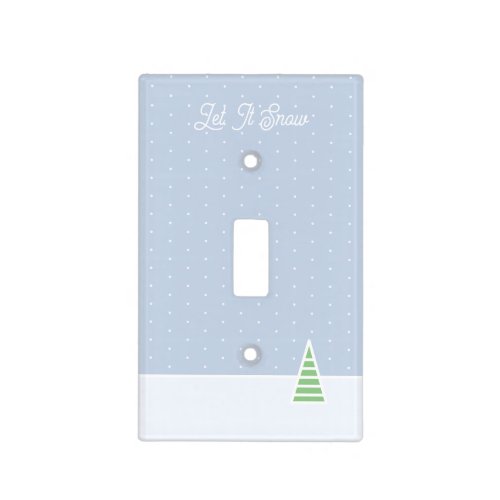 Let It Snow Tiny Winter Tree Ice Blue Polka Dots Light Switch Cover