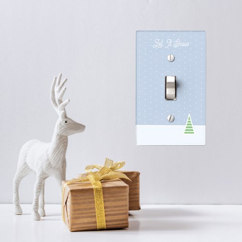 Let It Snow Tiny Winter Tree Ice Blue Polka Dots Light Switch Cover