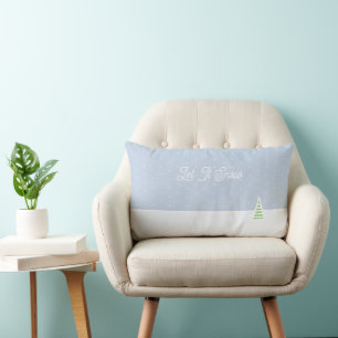 Let It Snow Tiny Winter Tree Ice Blue Polka Dots Lumbar Pillow