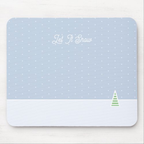Let It Snow Tiny Winter Tree Ice Blue Polka Dots Mouse Pad