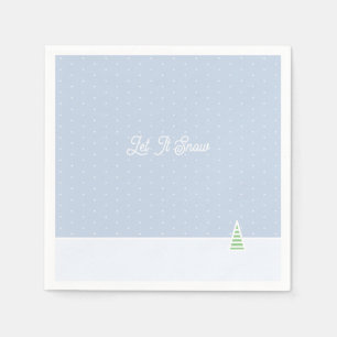 Let It Snow Tiny Winter Tree Ice Blue Polka Dots Napkins