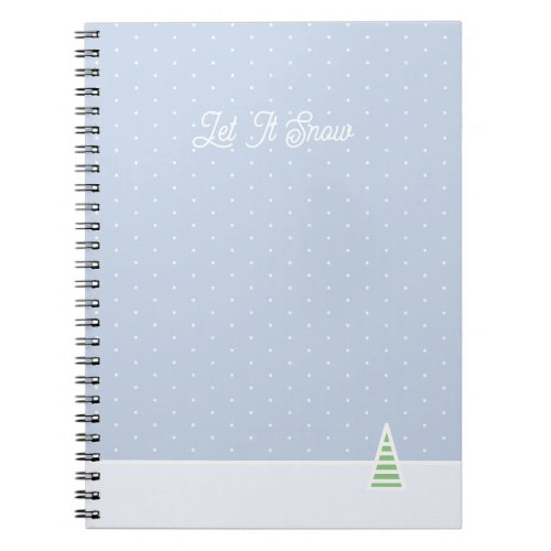 Let It Snow Tiny Winter Tree Ice Blue Polka Dots Notebook