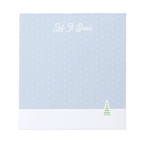 Let It Snow Tiny Winter Tree Ice Blue Polka Dots Notepad