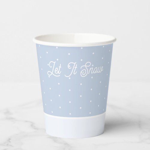 Let It Snow Tiny Winter Tree Ice Blue Polka Dots Paper Cups
