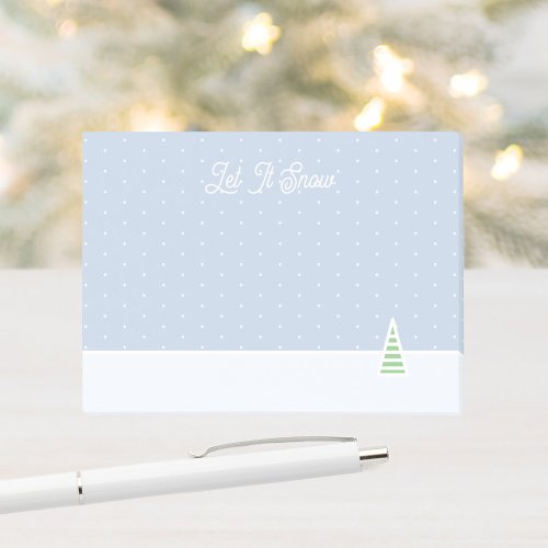 Let It Snow Tiny Winter Tree Ice Blue Polka Dots Post_it Notes
