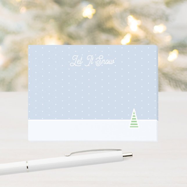 Let It Snow Tiny Winter Tree Ice Blue Polka Dots Post-it Notes (Creator Uploaded)