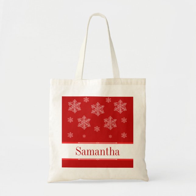 Let it Snow Tote Bag, Red Bag (Front)
