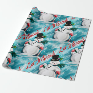 "Let It Snow" Vintage Snowman Wrapping Paper