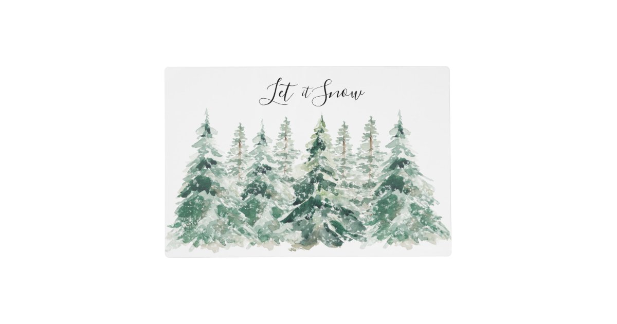 Watercolor forest green snow Christmas pine tree Wrapping Paper by Pink  Water