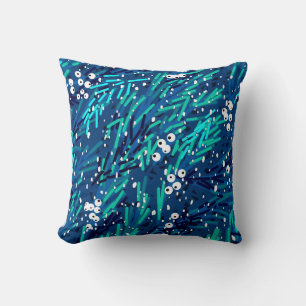 Let it Snow Winter Berry Pattern   Blue + Teal   Throw Pillow
