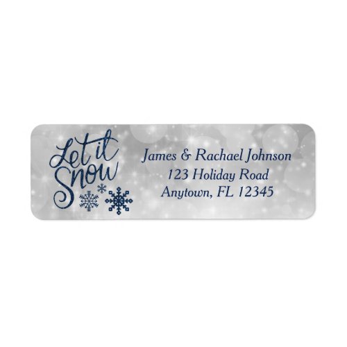 Let It Snow  Winter Blue Snowflakes Holiday Label