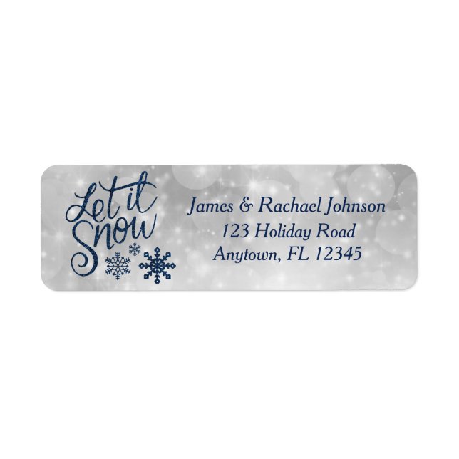 Let It Snow | Winter Blue Snowflakes Holiday Label (Front)