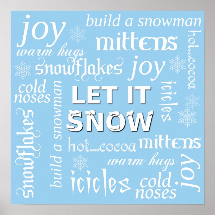 LET IT SNOW Winter Christmas Art Poster or Print