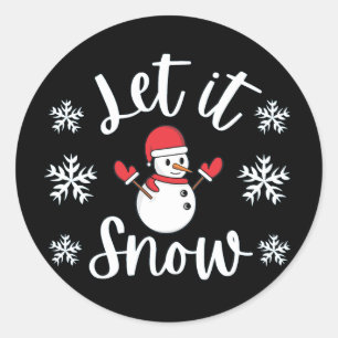 Let It Snow Winter Christmas Classic Round Sticker