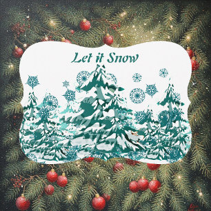 Let it Snow Winter Christmas Woodland Custom Holiday Card