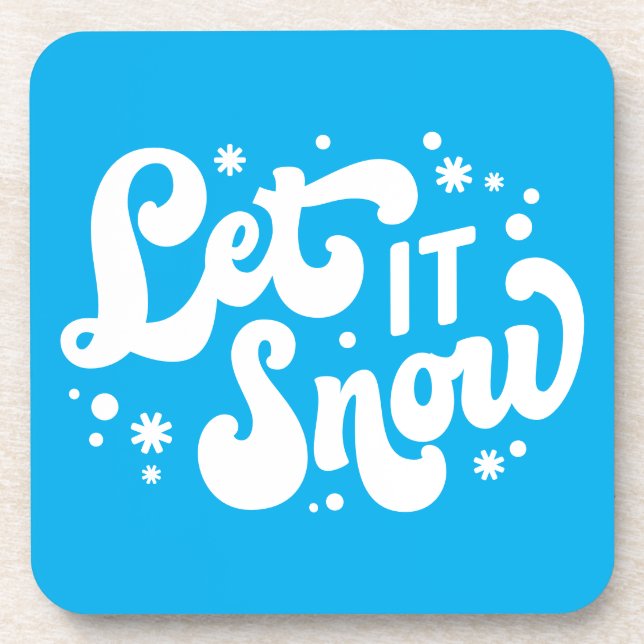 Let It Snow Winter Design Beverage Coaster (Front)