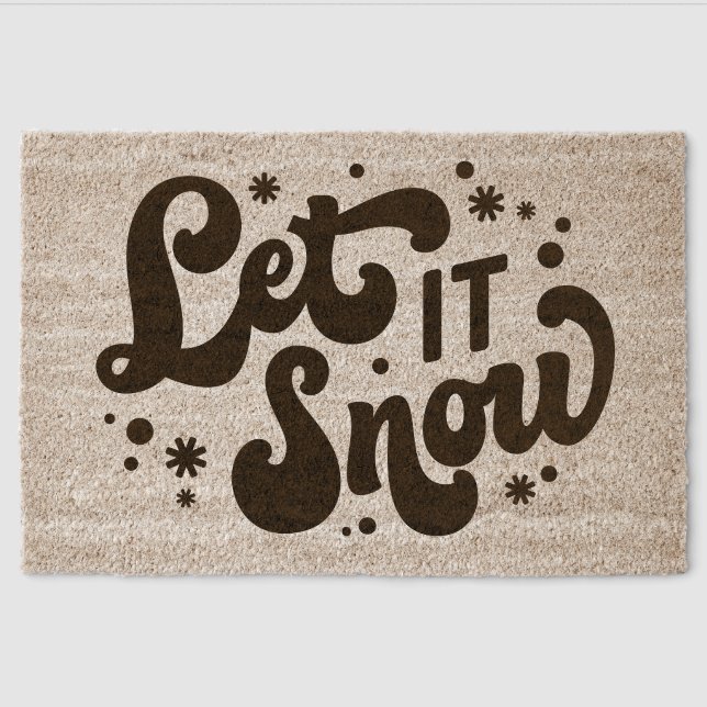 Let It Snow Winter Design Fiber Doormat (Front)