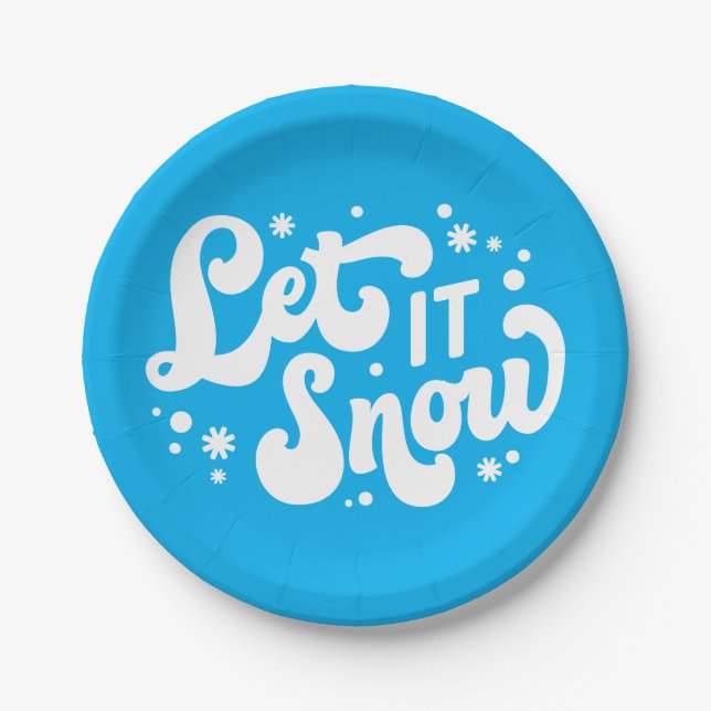 Let It Snow Winter Design Paper Plates (Front)