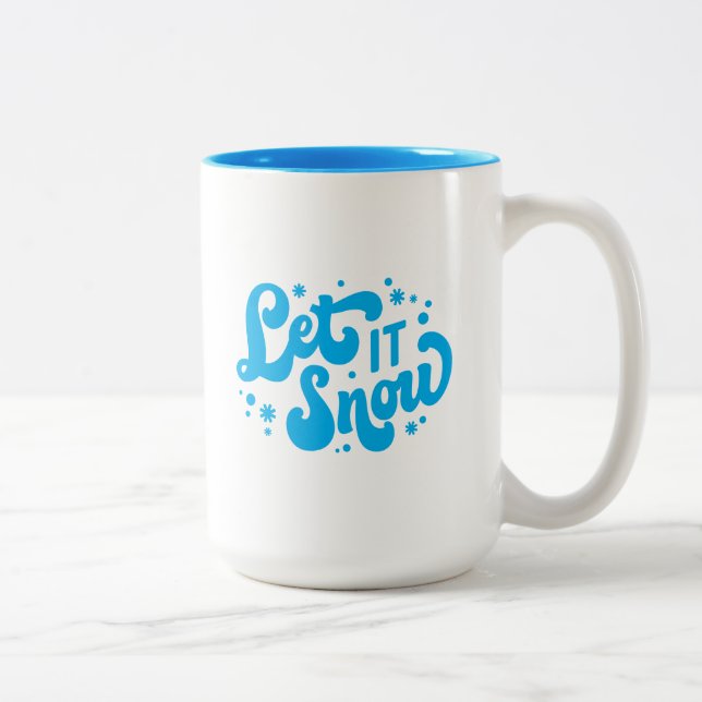 Let It Snow Winter Design Two-Tone Coffee Mug (Right)