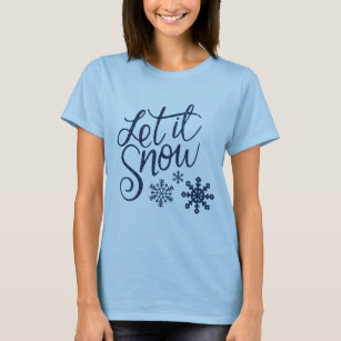 Let It Snow Winter Glitter Blue Script T-Shirt