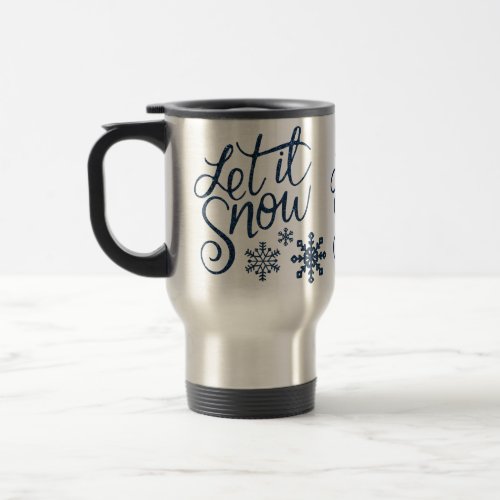 Let It Snow Winter Glitter Travel Mug