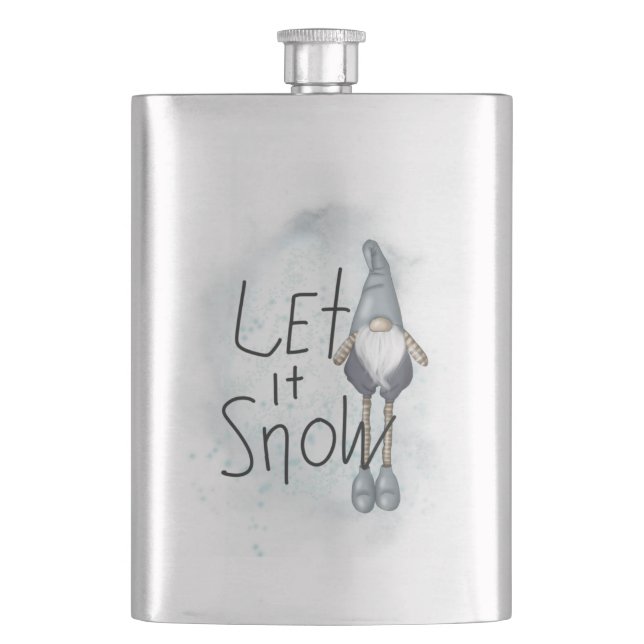 Let it Snow Winter Gnome Flask (Front)