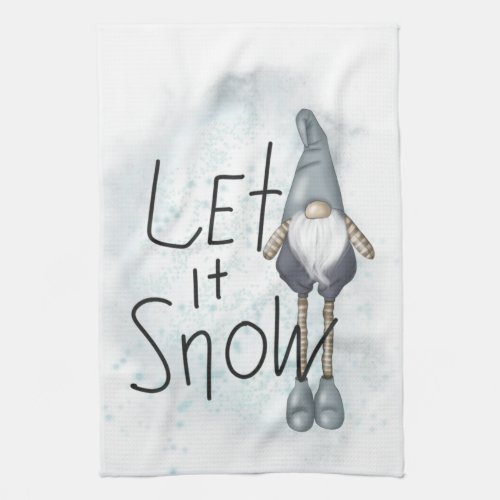 Let it Snow Winter Gnome Kitchen Towel