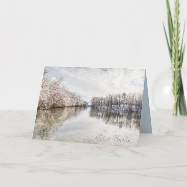 Let It Snow| Winter Landscape Photo| Blue Folded Holiday Card (Front)